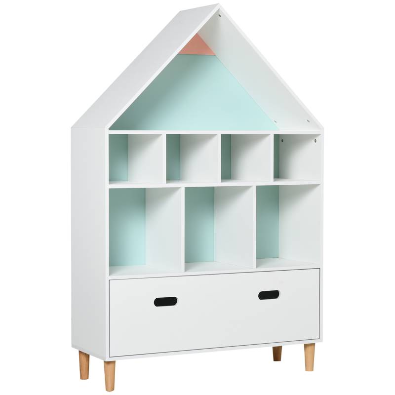 Libreria scaffale portagiochi per bimbi e ragazzi mdf azzurra rosa von Homcom