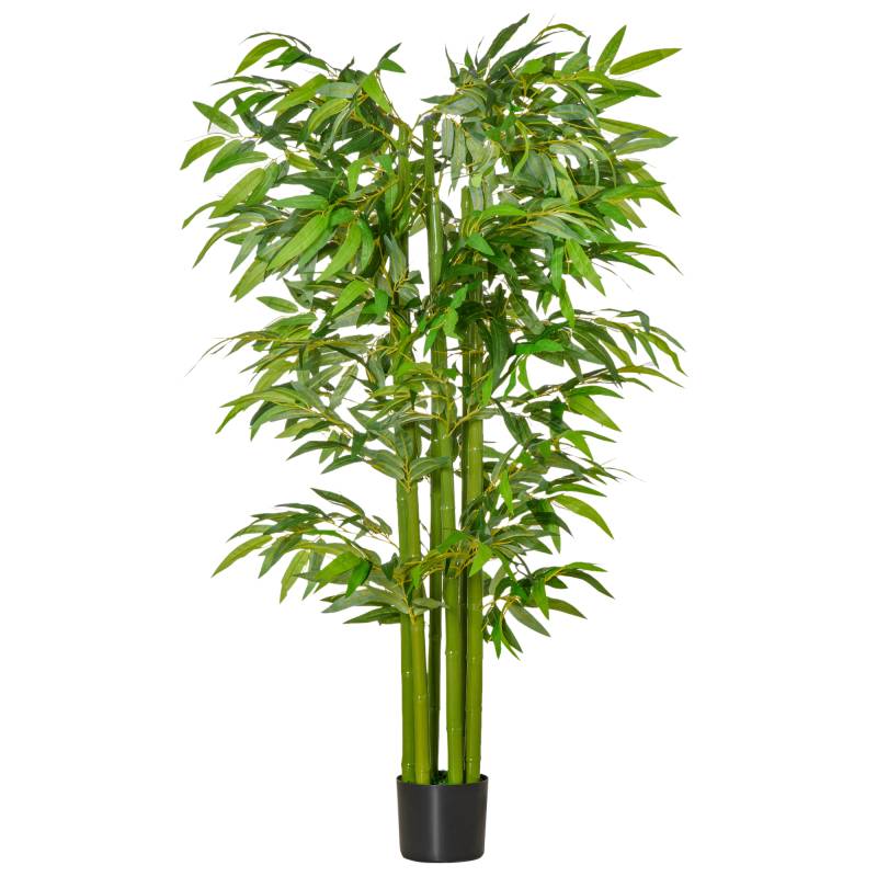 Pianta di bambù artificiale con vaso realistica verde von Homcom