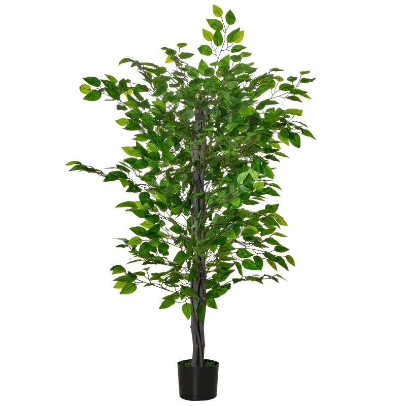 Pianta di ficus artificiale in vaso realistica verde von Homcom