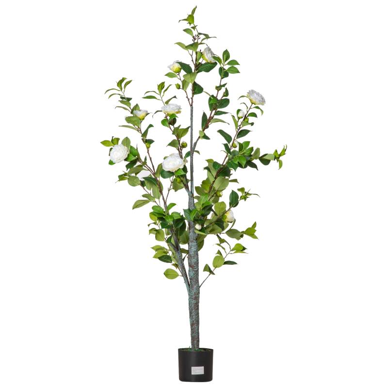 Pianta finta ad albero camelia con vaso multicolore von Homcom