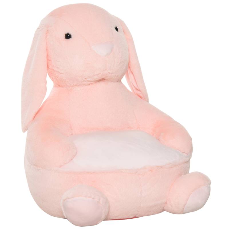 Poltroncina per bambini coniglio con base antiscivolo in peluche rosa von Homcom