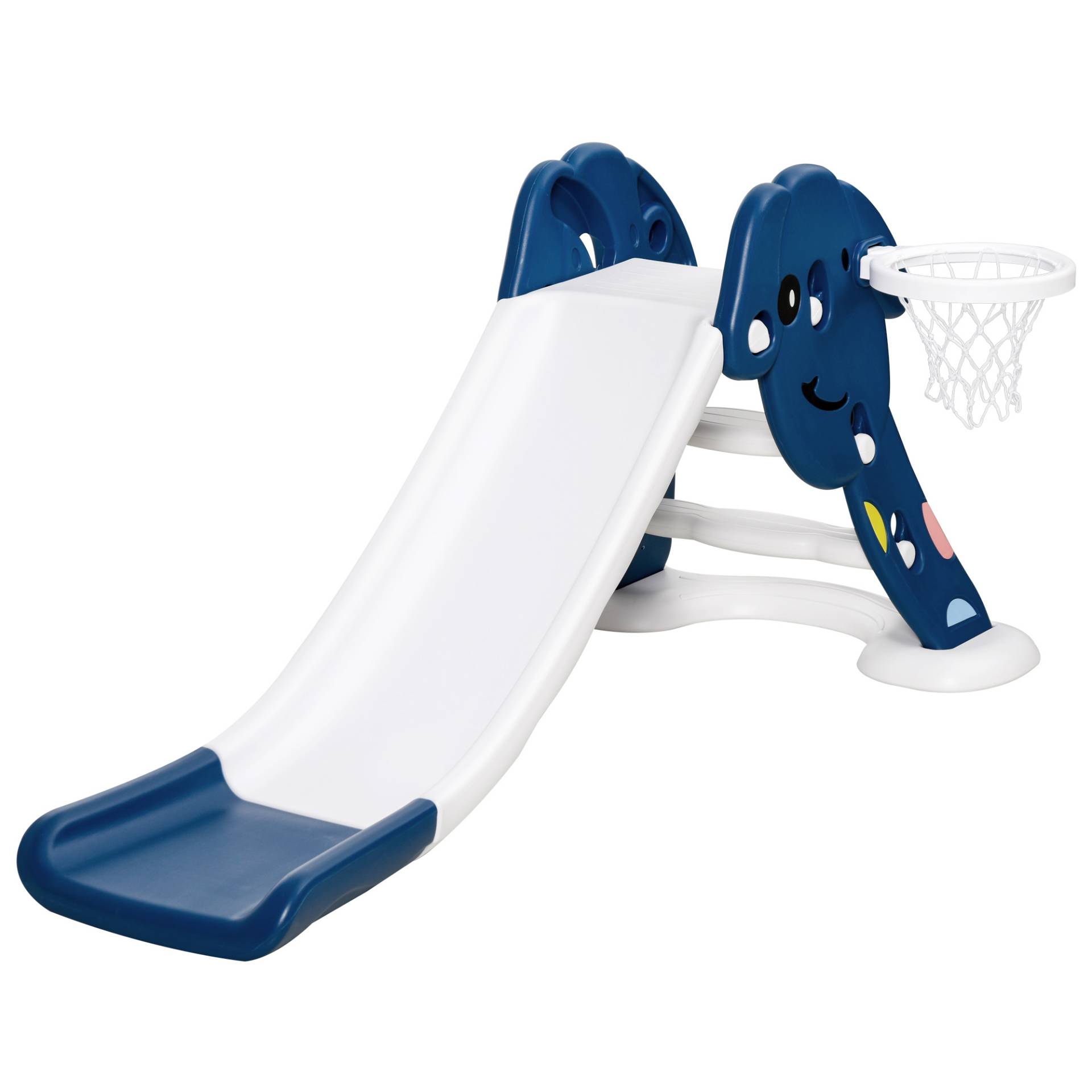 Scivolo per bambini 1-4 anni con canestro pallone basket pp blu bianco von Homcom