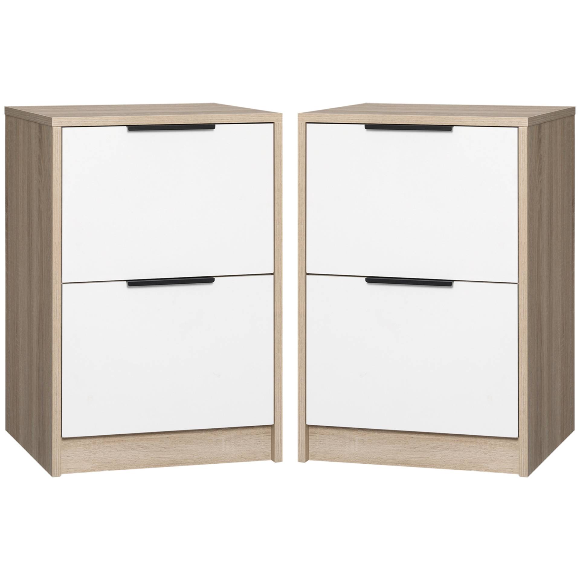 Set 2 comodini in legno con cassetti legno e bianco Set 2 comodini in legno con cassetti legno e bianco von Homcom