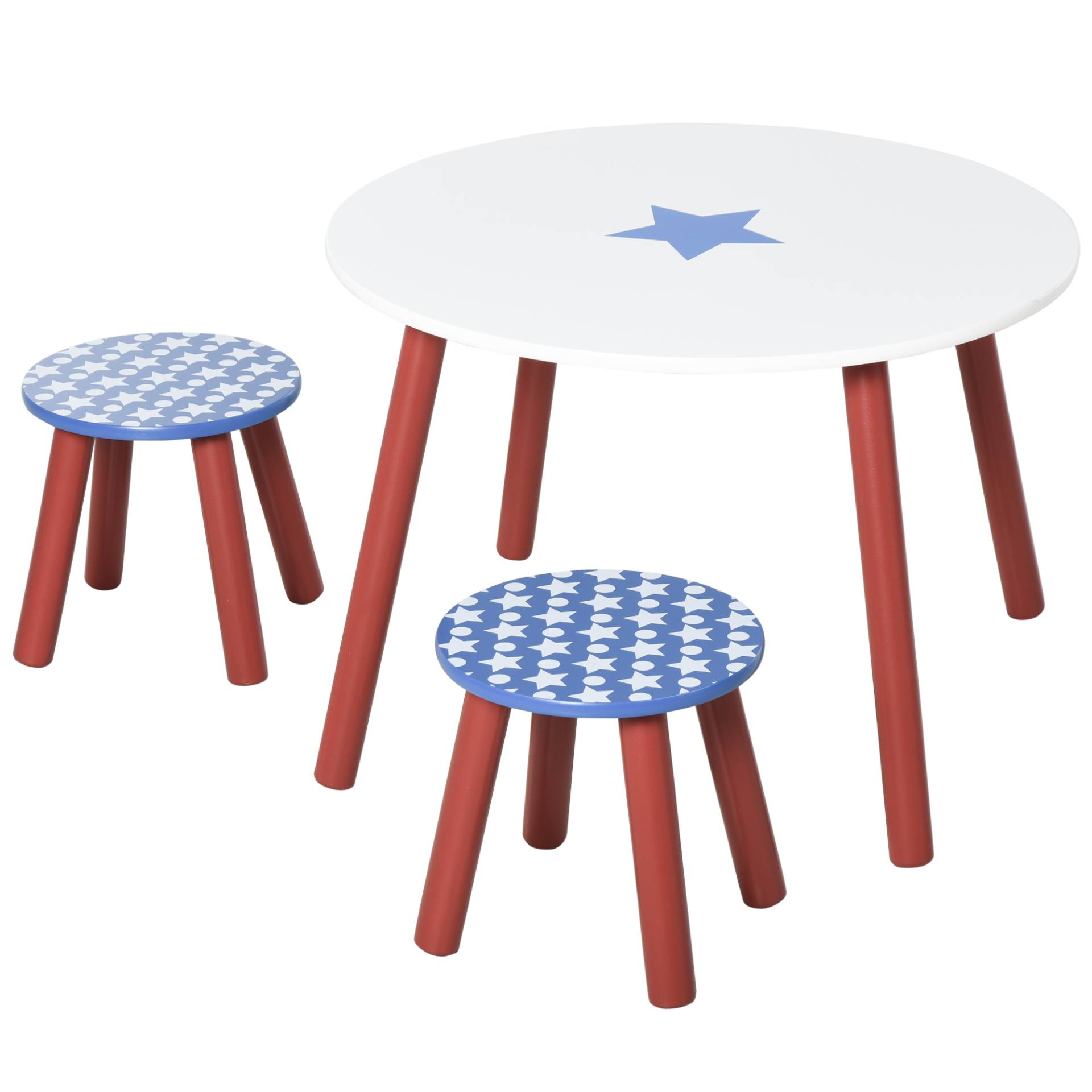 Set Tavolo e 2 Sgabelli con Stelle in Legno Blu Set Tavolo e 2 Sgabelli con Stelle in Legno Blu von Homcom