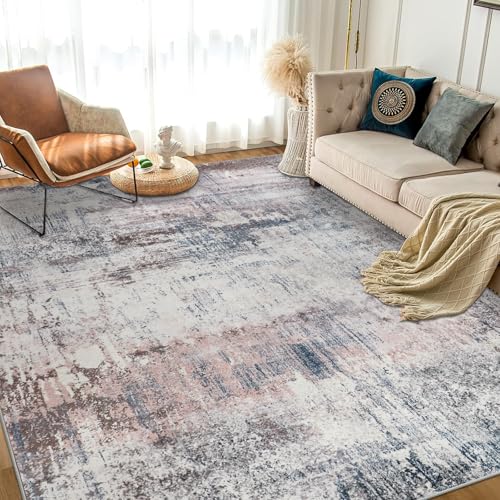 Homcomodar Abstrakter Teppich Wohnzimmer 200x290cm Großer Teppich Schlafzimmer Waschbar Moderne Wohnzimmerteppiche Weiche Kurzflor Teppiche für Schlafzimmer Wohnzimmer Kinderzimmer Esszimmer(Blau) von Homcomodar