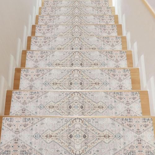 Homcomodar Antirutsch Treppe Tritte für Holzstufen 15-Pack,8"x30" Teppich Treppe Tritte Innengummi Treppe Teppiche Sicherheitsmatten für Hunde, Kinder und Ältere, Treppengriff Step Tritte von Homcomodar