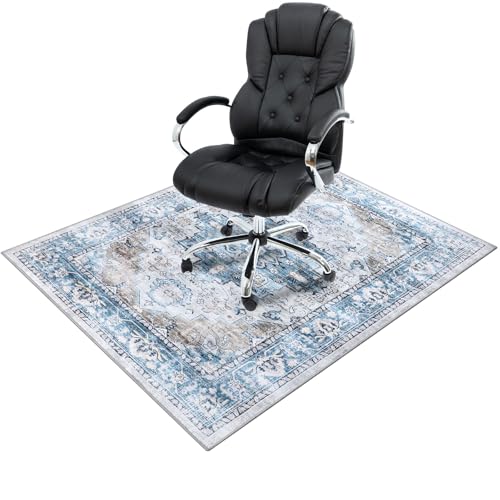 Homcomodar Bodenschutzmatte 90x120cm Bürostuhl Unterlage Schreibtischstuhl Unterlage Gaming Stuhlmatten Kratzfest Bodenmatte für Hartholzboden(Blau) von Homcomodar