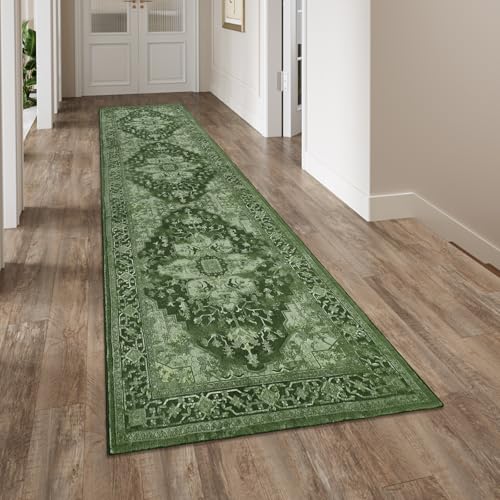 Homcomodar Boho Teppich Läufer Flur 80x300cm rutschfest Küche Läufer Teppiche Waschbar Flur Teppich Läufer für Küche Schlafzimmer Eingang Waschküche(Grün) von Homcomodar