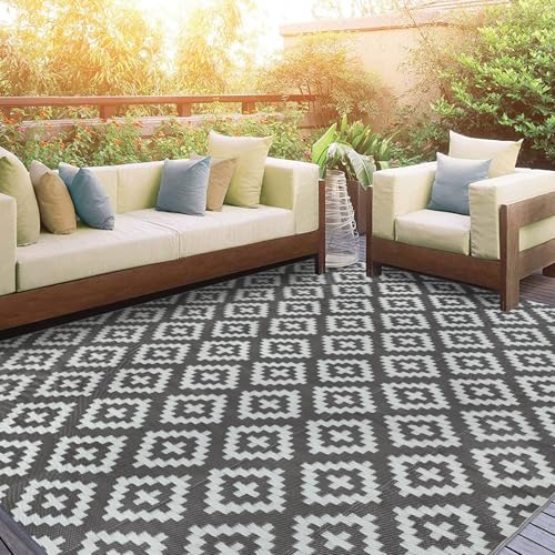 Homcomodar Outdoor Teppich 120x180cm Kunststoff Stroh Teppiche Reversible Matte UV-beständige Camping Matte Patio Teppich Wasserdichter Außenbereich Teppiche für Pinic Patio Balkon Strand BBQ von Homcomodar