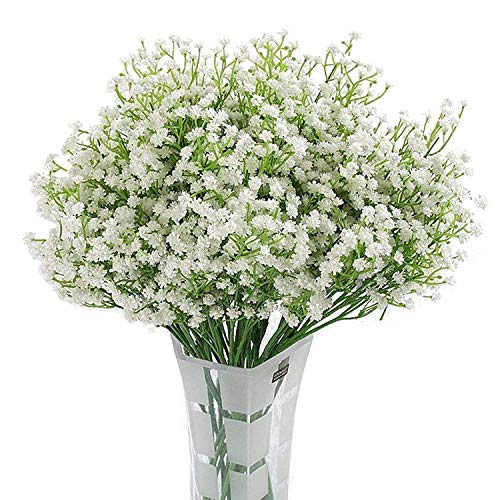 Homcomodar Real Touch Künstlich Gypsophila 12Pc Künstliche Blume Weiß für Hochzeit,Party,Braut, Büro Dekor(Weiß) von Homcomodar