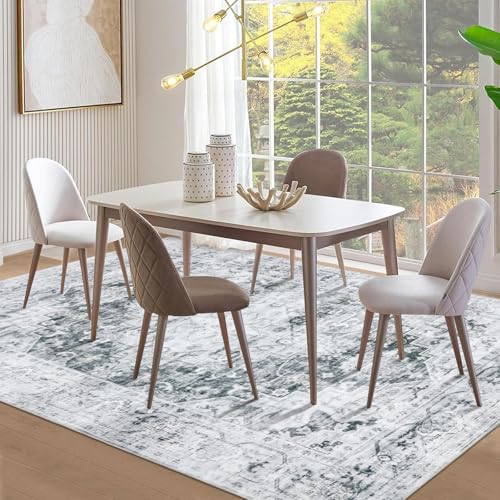Homcomodar Teppich Wohnzimmer 160x230cm Teppich Grau Kurzflor Vintage Teppiche Schlafzimmer Boho Wohnzimmerteppiche für Esszimmer Kinderzimmer von Homcomodar