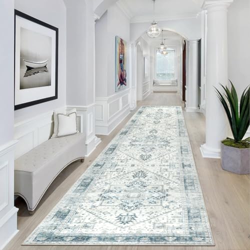 Homcomodar Vintage Flur Läufer Teppiche 80x300cm Distressed Küchen Läufer Teppiche Waschbare Boho Teppich Läufer für Flur Schlafzimmer Wohnzimmer von Homcomodar