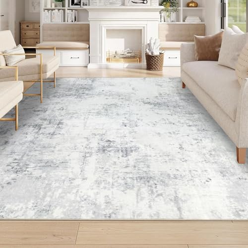 Homcomodar Teppich Wohnzimmer 200x290cm Großer Abstrakte Teppich Waschbar Moderne Teppiche Schlafzimmer Weiche Kurzflor Teppiche für Esszimmer Kinderzimmer(Grau) von Homcomodar