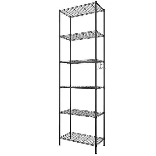 Himimi Regal,abstellraum Regal,Badezimmerregal Shelf,hoch schmal Standregale,Lagerregal 6 Ablage Küchenregal Metallregal, verstellbare Ablagen,Drahtkorb,54 x 29 x 160cm,Schwarz von Himimi