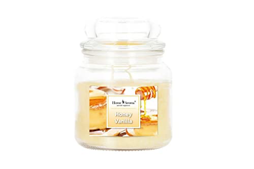 6er Pack - Home Aroma Duftkerze im Glas 200g - Honig Vanille - 8x11,5cm, Brenndauer ca. 25 Stunden von Home Aroma