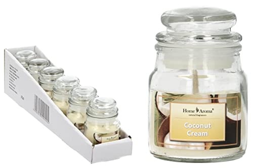 6er Pack - Home Aroma Duftkerze im Glas - Coconut Cream - 70g, Brenndauer zu 16 Stunden von Home Aroma
