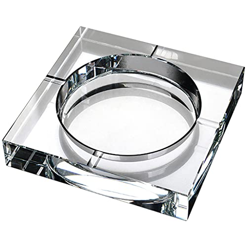 Kristallglas-Aschenbecher für Zigarette, quadratischer Zigarren-Aschenbecherhalter für Home-Office-Desktop-Tischdekoration, 4 Steckplätzen (Color : Transparent, Size : 15×15×3cm) von Home Ashtrays