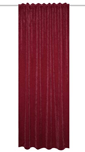 HOMEbasics 085425-5601 - THERMOCHENILLE WOLLY Thermovorhang - mit Kombiband | Bordeaux 295 x 135 cm von HOMEbasics