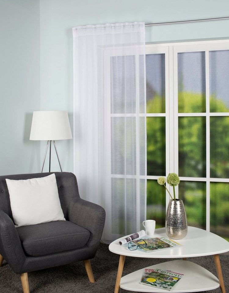 Home Basics Gardine VINA, Multifunktionsband (1 St), halbtransparent, Voile, halbtransparent von Home Basics