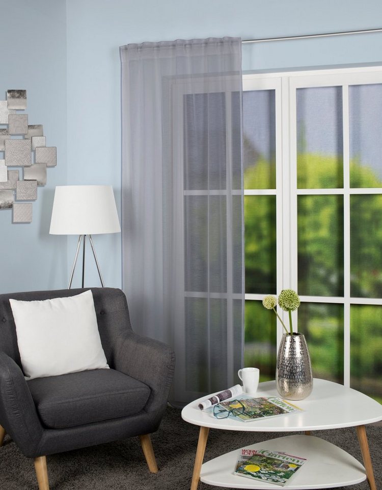Home Basics Gardine VINA, Multifunktionsband (1 St), halbtransparent, Voile, halbtransparent von Home Basics