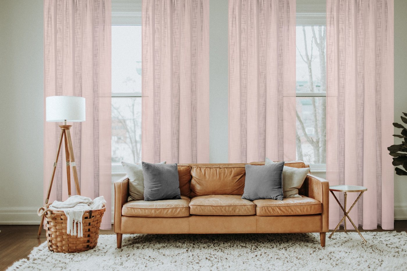 Home Basics Gardine SOFTY (1 St), Multifunktionsband, halbtransparent, Leinenstruktur, Kombibandschal Leinenstruktur SOFT von Home Basics