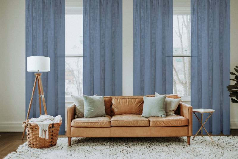 Home Basics Gardine SOFTY (1 St), Multifunktionsband, halbtransparent, Leinenstruktur, Kombibandschal Leinenstruktur SOFT von Home Basics