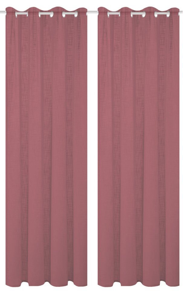 Home Basics Vorhang 800530 Ösen Fertigschal SOFTY halbtransparent, Leinenstrucktur, (2 St), 100% Polyester von Home Basics