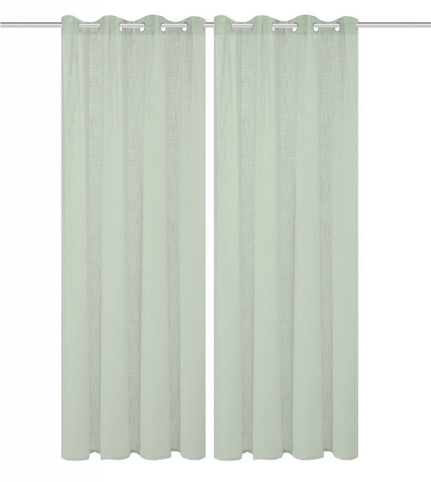 Home Basics Vorhang 800530 Ösen Fertigschal SOFTY halbtransparent, Leinenstrucktur, (2 St), 100% Polyester von Home Basics
