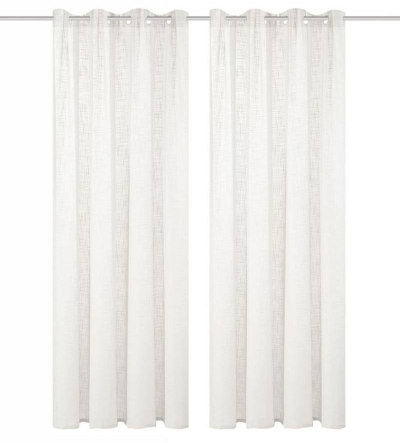 Home Basics Vorhang 800530 Ösen Fertigschal SOFTY halbtransparent, Leinenstrucktur, (2 St), 100% Polyester von Home Basics
