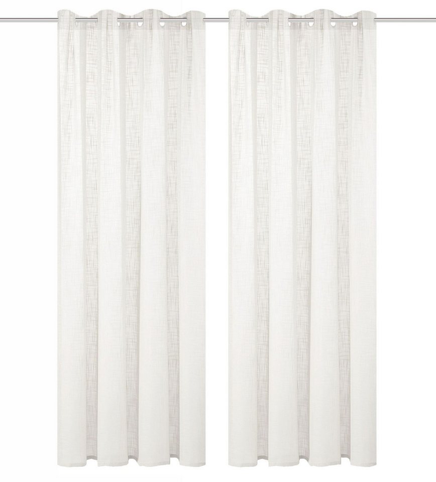 Home Basics Vorhang 800530 Ösen Fertigschal SOFTY halbtransparent, Leinenstrucktur, (2 St), 100% Polyester von Home Basics