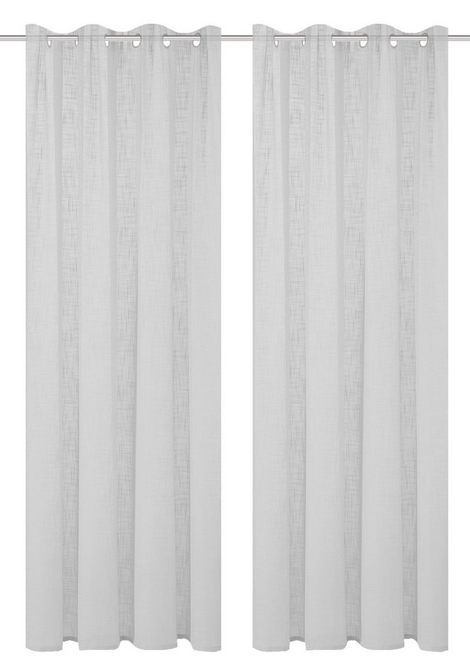 Home Basics Vorhang 800530 Ösen Fertigschal SOFTY halbtransparent, Leinenstrucktur, (2 St), 100% Polyester von Home Basics