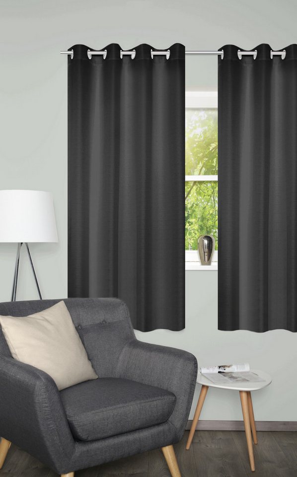 Home Basics Vorhang BENOGA 2er SET (2 St), Ösen, blickdicht, SET, Ösenschal, Uni, Dekostruktur von Home Basics