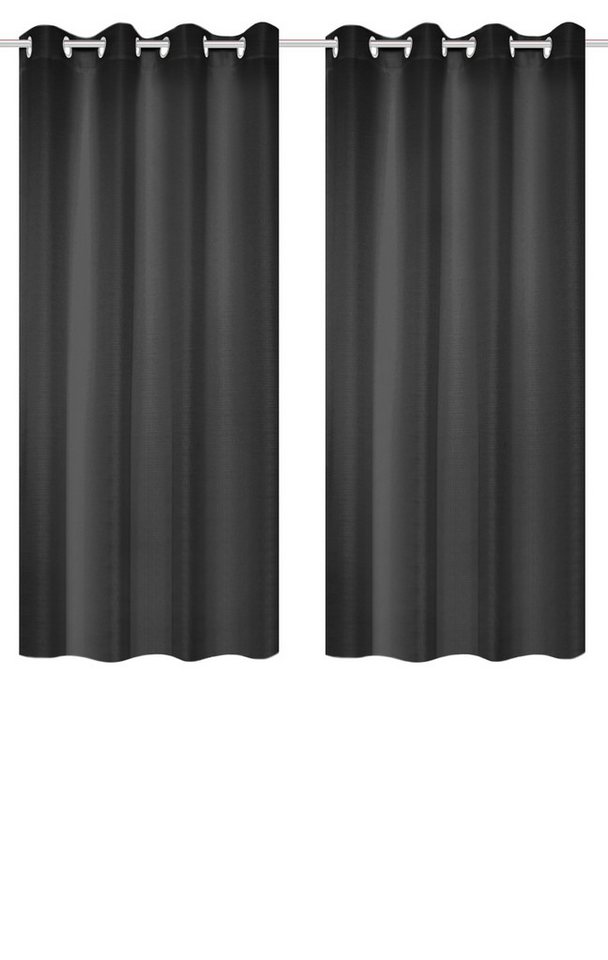 Home Basics Vorhang Benoga 2Er Set 175 x 135 cm 2x Fertigschal Schwarz (2 St), Kunstfaser, 2x Fertigschal Schwarz von Home Basics