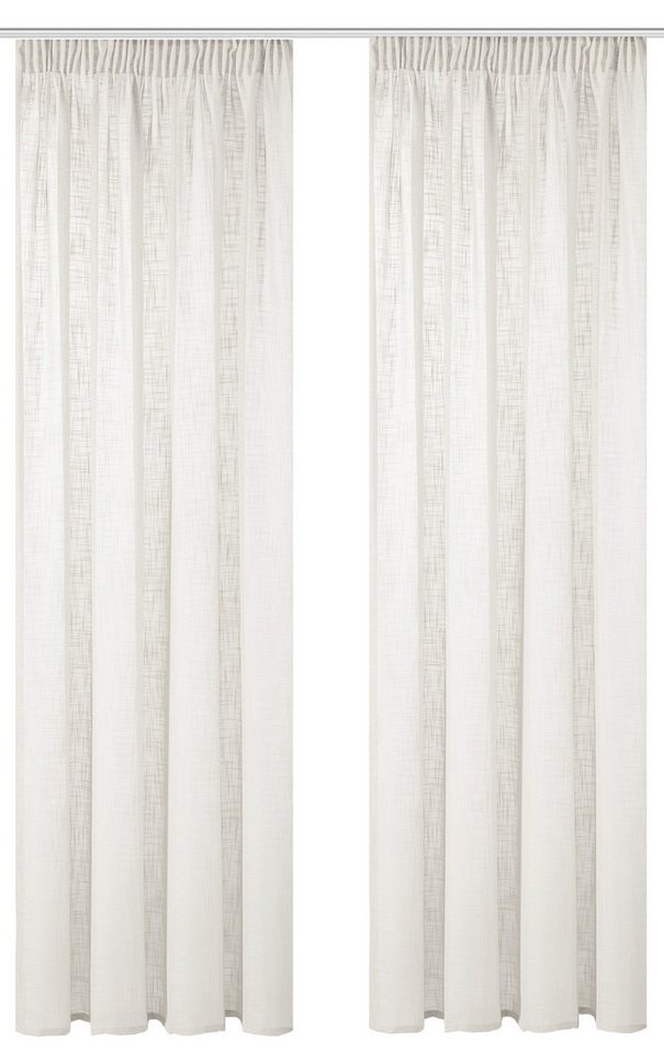 Home Basics Vorhang Softy 2Er Set Kombibandschal 225 x 140 cm 2x Fertigschal Wollweiß, (2 St), Kunstfaser, 2x Fertigschal Wollweiß von Home Basics
