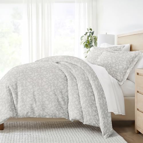 Home Collection iEnjoy Home Hotel Collection Premium Ultra Soft Rose Muster 3-teiliges Bettwäscheset, King/California King Size, Hellgrau von Linen Market