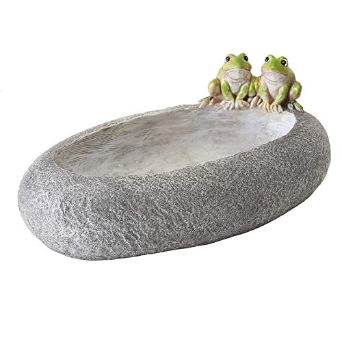 Home Collection CasaJame Vogeltränke Stein mit 2 Fröschen L30cm H 13cm grau Kunstharz von Home Collection