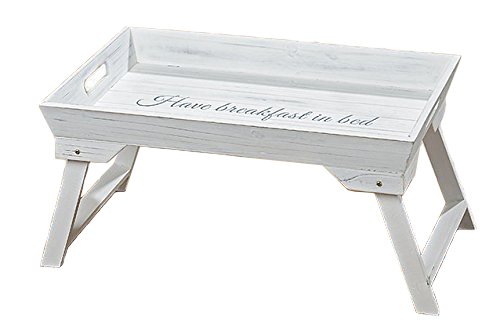 Home Collection Holz Bett Tablett L48cm Weiss Have Breakfast IN Bed von Home Collection