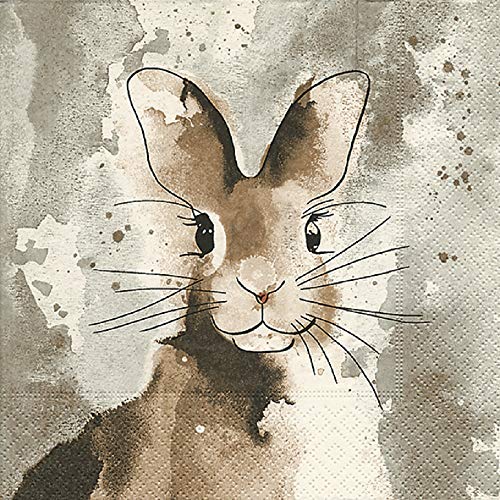 Home Collection Servietten (3er Set / 60Stück) 3-lagig 33x33cm Ostern Watercolour Bunny Hase von Home Collection