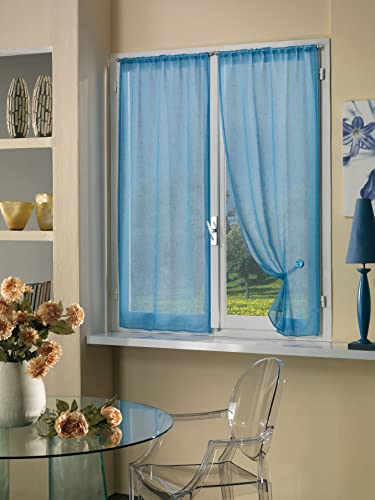 Paar Gardinen Boucle 70 x 150 cm (100% Polyester). Erhältlich in verschiedenen Farben. Soft Blu von Home Collection