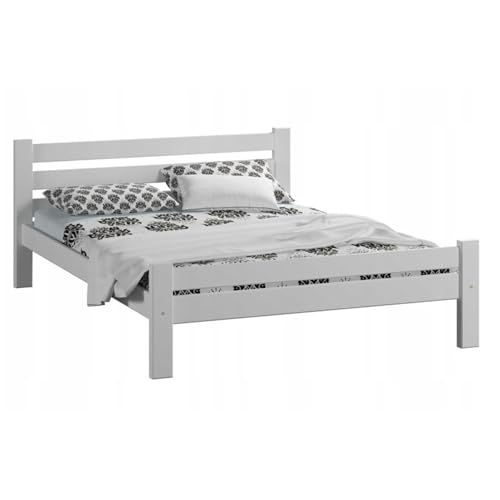Bett 160x200, Bettrahmen 160x200, Holzbett | Massives Kiefernholz | Verstärkte Mitte | Stabil & Langlebig | 210x172x72 cm (BxTxH) | Weiß von Home Collective