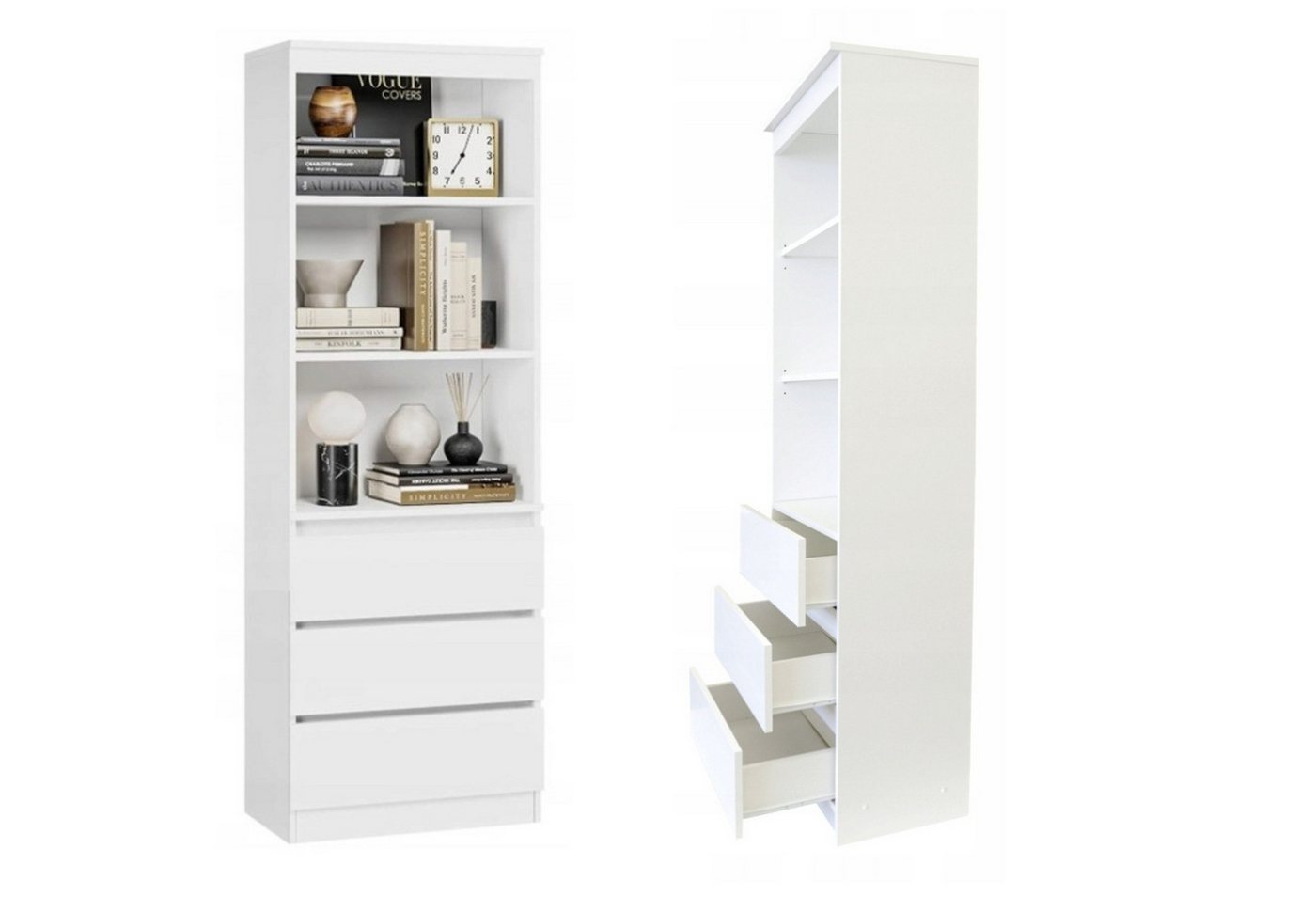 Home Collective Aktenregal mit 3 Schubladen und 3 offenen Fächern, 60x35x180 cm, Weiß Home Collective Aktenregal mit 3 Schubladen und 3 offenen Fächern, 60x35x180 cm, Weiß von Home Collective