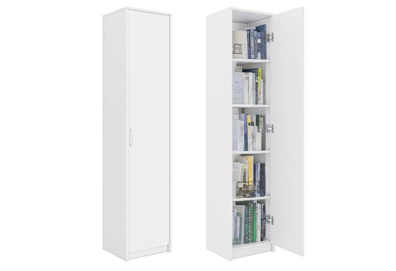 Home Collective Aktenschrank Bücherregal Kleiderschrank Regal 40cm breit 180cm hoch Schrank (Regal Wand schmal Holz für Schlafzimmer Flur Keller Büro) Mehrzweckschrank mit 4 verstellbaren Einlegeböden Aktenschrank weiß von Home Collective