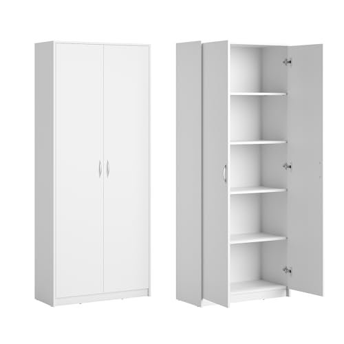Home Collective Schrank Mehrzweckschrank Aktenschrank Hochschrank mit 5 Fächern, 2 Türen, 74x35x180 cm, vielseitig einsetzbar für Büro, Flur, Küche, Hauswirtschaftsraum, stabil & pflegeleicht | weiß Home Collective Schrank Mehrzweckschrank Aktenschrank Hochschrank mit 5 Fächern, 2 Türen, 74x35x180 cm, vielseitig einsetzbar für Büro, Flur, Küche, Hauswirtschaftsraum, stabil & pflegeleicht | weiß von Home Collective