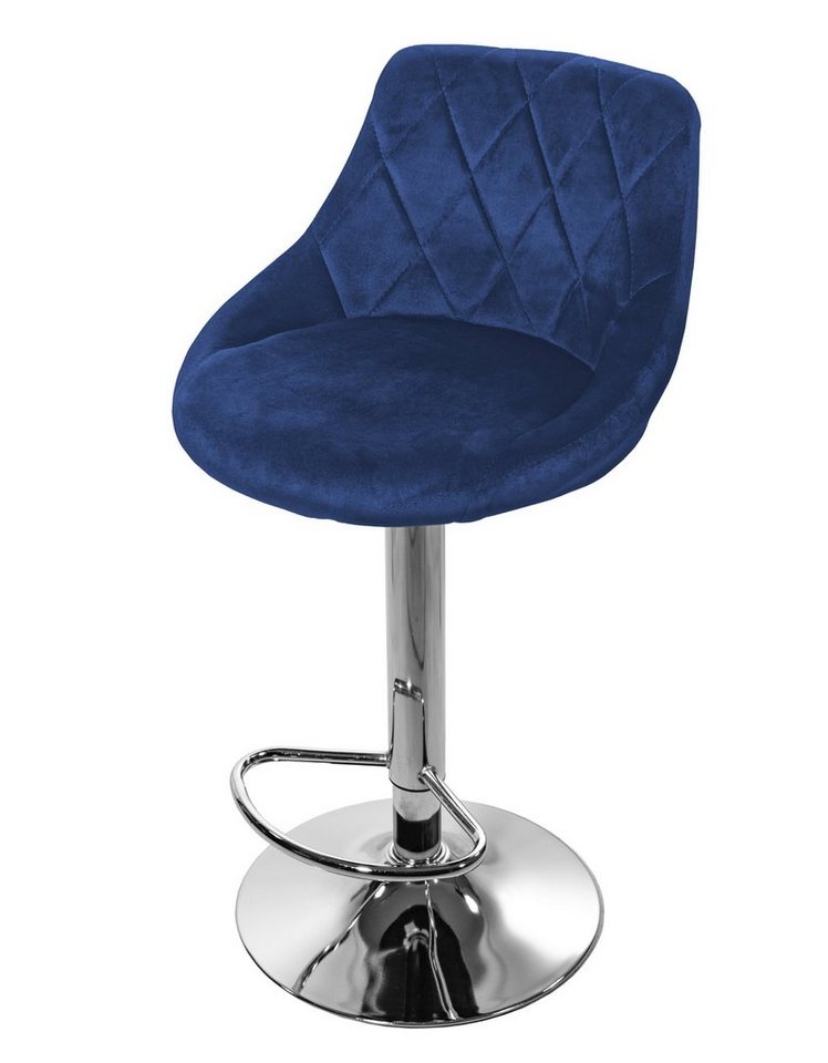 Home Collective Barhocker Küchenhocker mit Rückenlehne, Fußstütze, höhenverstellbar, 360°-Drehstuhl, Tresenhocker, marineblauer Samt, Chromgestell Home Collective Barhocker Küchenhocker mit Rückenlehne, Fußstütze, höhenverstellbar, 360°-Drehstuhl, Tresenhocker, marineblauer Samt, Chromgestell von Home Collective