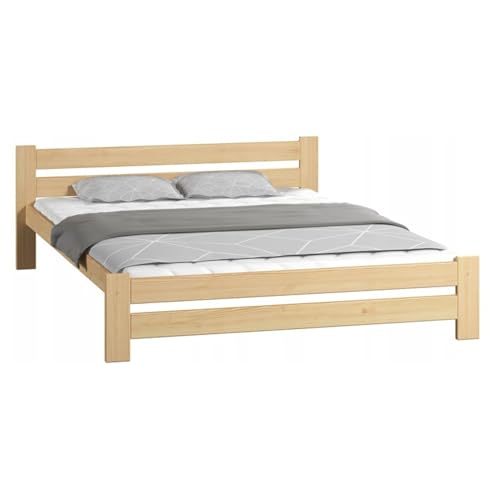 Home Collective Bett, Bettgestell 160x200, HolzBett | Massivholz Kiefer | Stabil & Langlebig | 205x172x58.5 cm (BxTxH) | Kiefer Natur von Home Collective