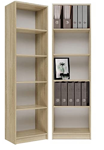 Home Collective Bücherregal Aktenregal Standregal Raumteiler Sonoma Natur mit 5 offenen Fächern aus MDF Holz | Breite 50 cm von Home Collective