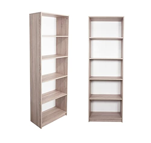 Home Collective Bücherregal Aktenregal Standregal Raumteiler Sonoma Natur mit 5 offenen Fächern aus MDF Holz | Breite 60 cm von Home Collective