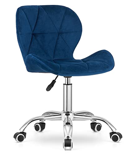 Home Collective Drehstuhl Bürostuhl Schreibtischstuhl Polster aus Samt in blau | höhenverstellbar mit ergonomischer Sitzfläche von Home Collective