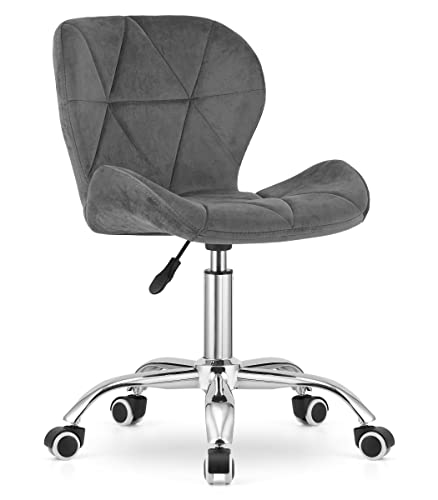 Home Collective Drehstuhl Bürostuhl Schreibtischstuhl Polster aus Samt in grau | höhenverstellbar mit ergonomischer Sitzfläche von Home Collective