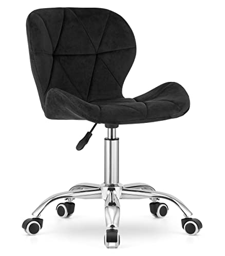 Home Collective Drehstuhl Bürostuhl Schreibtischstuhl Polster aus Samt in schwarz | höhenverstellbar mit ergonomischer Sitzfläche von Home Collective